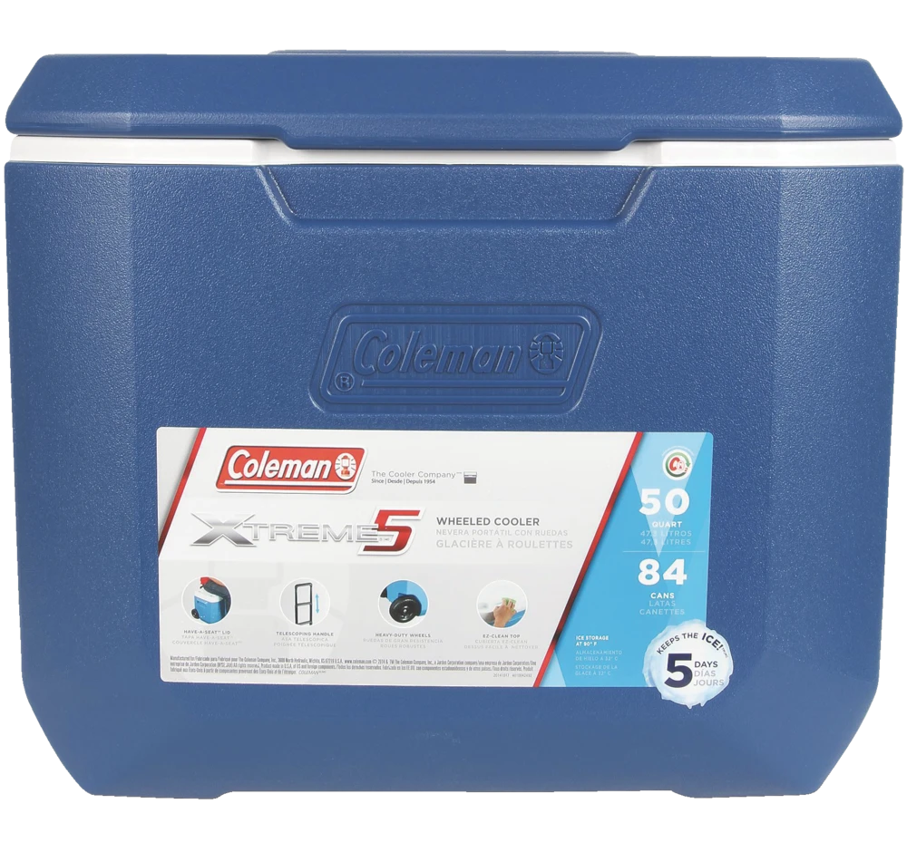 Coleman Wheeled Cooler, With Handle, 47.3-L, Blue 4 Coleman Wheeled Cooler, With Handle, 47.3-L, Blue - Image 4