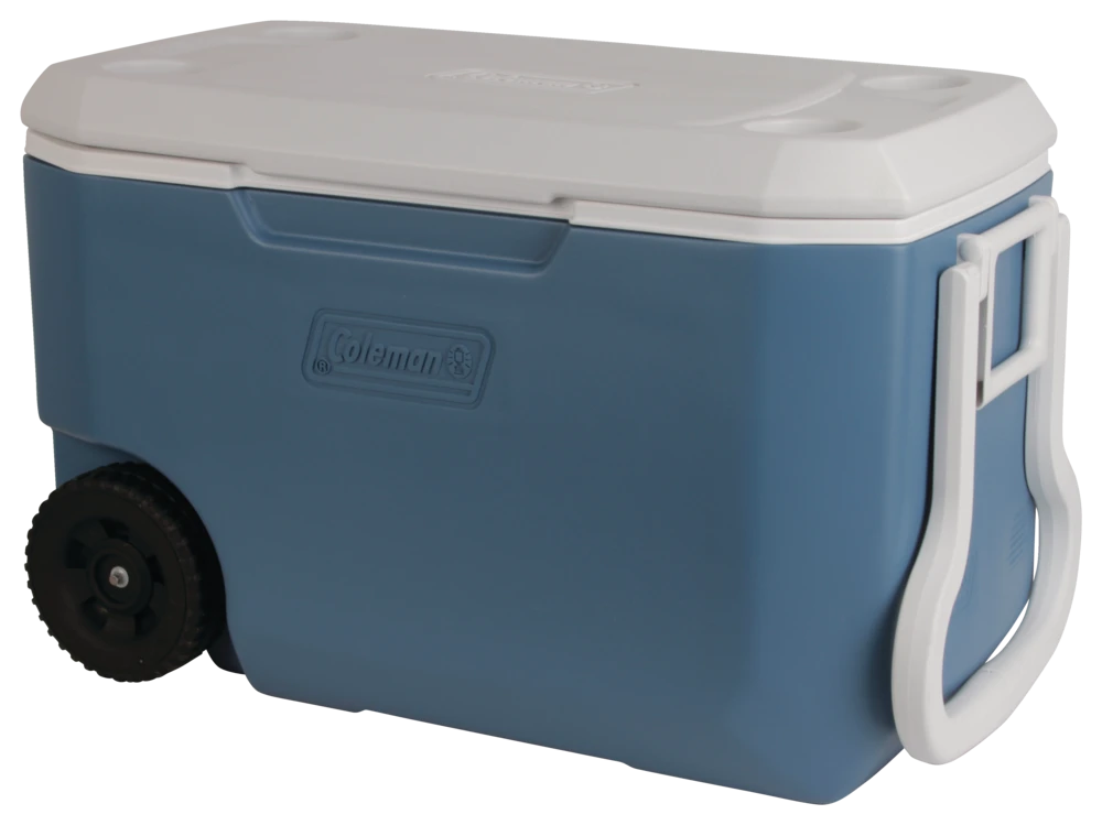 Coleman Xtreme® 5 Wheeled Cooler, With Handle, 58.6-L, Blue 1 Coleman Xtreme® 5 Wheeled Cooler, With Handle, 58.6-L, Blue