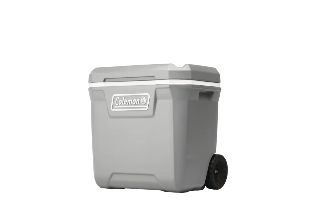 Coleman Hard Wheeled Cooler, With Handle, 61.5-L, Grey 1 Coleman Hard Wheeled Cooler, With Handle, 61.5-L, Grey