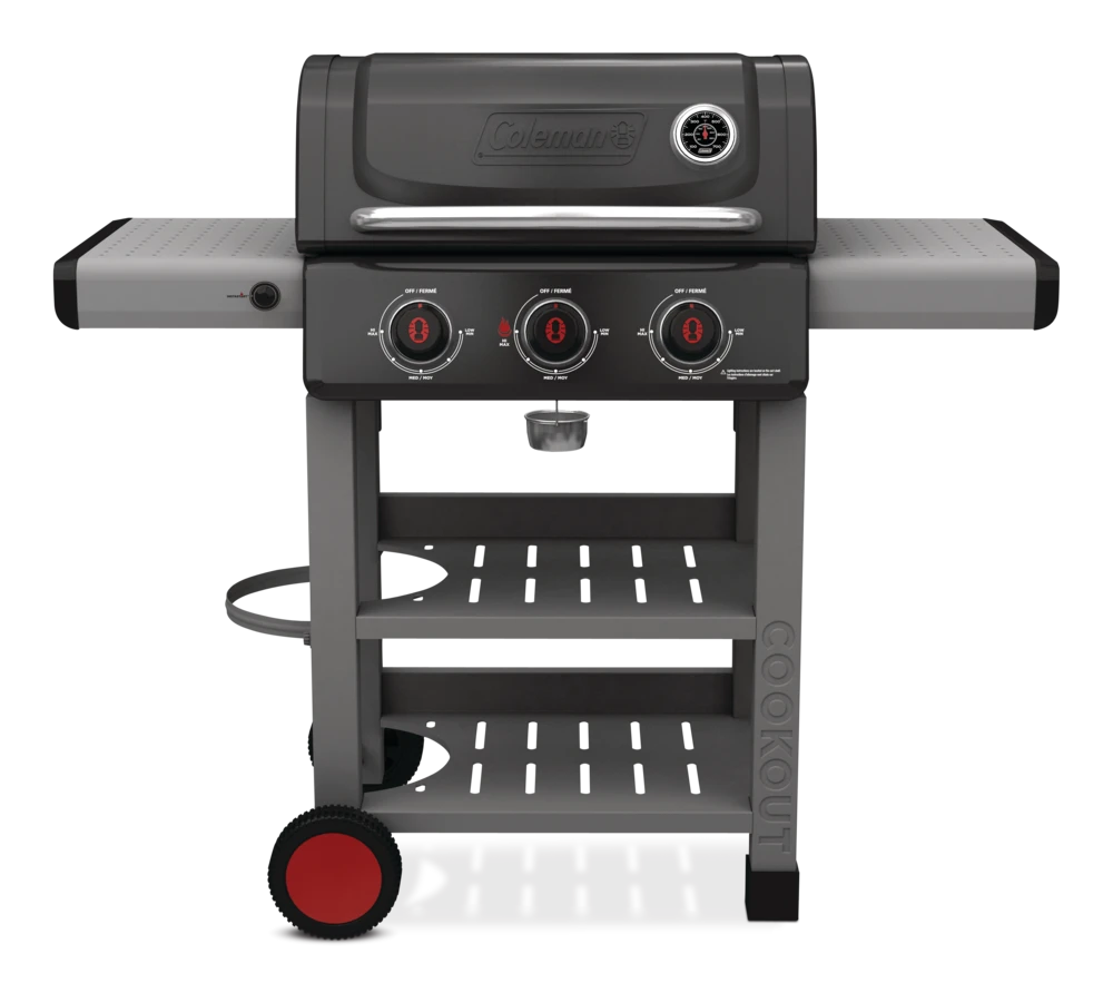 Coleman Cookout 3-Burner Propane Gas BBQ Grill With Side & Storage Shelves 5 Coleman Cookout 3-Burner Propane Gas BBQ Grill With Side & Storage Shelves - Image 5