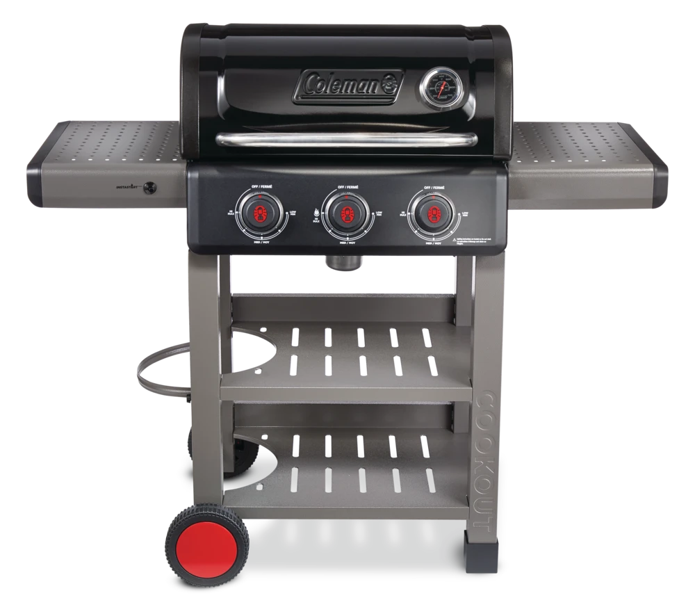 Coleman Cookout 3-Burner Propane Gas BBQ Grill With Side & Storage Shelves 4 Coleman Cookout 3-Burner Propane Gas BBQ Grill With Side & Storage Shelves - Image 4