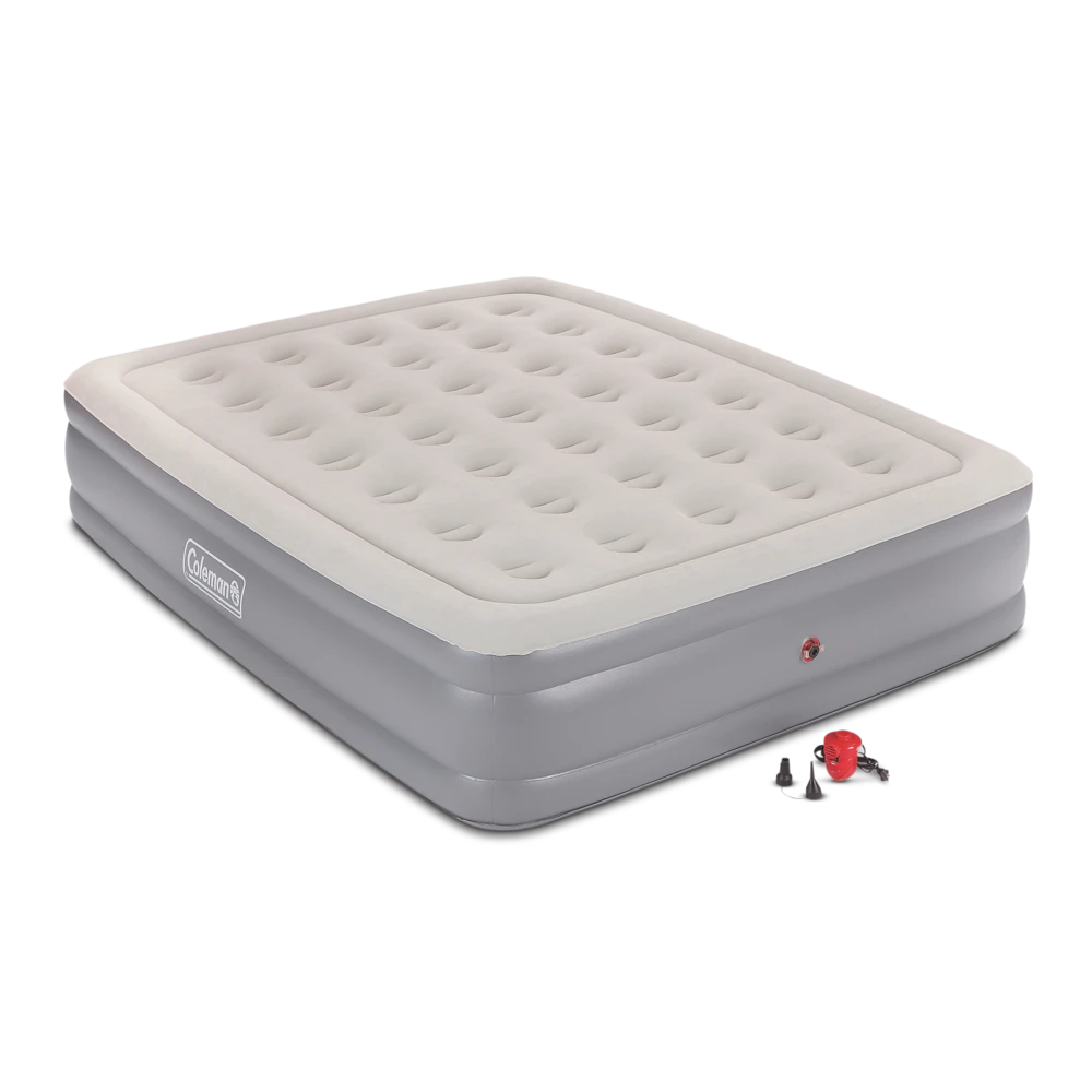 Coleman Queen Double-High Inflatable Air Mattress/Airbed W/ 120V AC Pump & Flocked Top 1 Coleman Queen Double-High Inflatable Air Mattress/Airbed W/ 120V AC Pump & Flocked Top