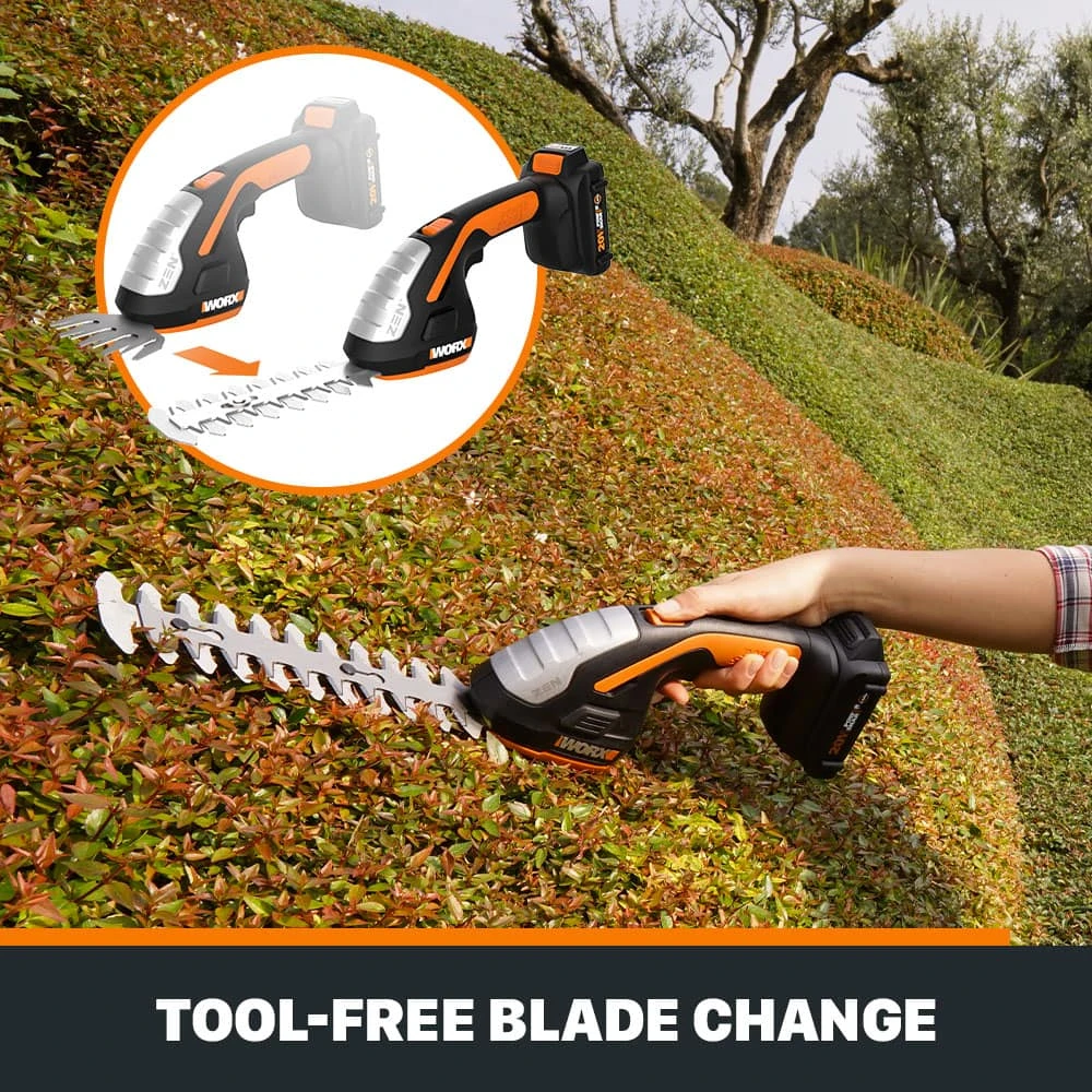WORX Power Share 20 V 2-in-1 Cordless Shear & Shrubber Trimmer, Tool Only, 4-in & 8-in 2 WORX Power Share 20 V 2-in-1 Cordless Shear & Shrubber Trimmer, Tool Only, 4-in & 8-in - Image 2