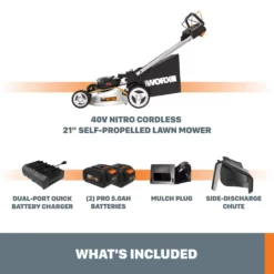 WORX 3-in-1 Variable Speed 40V 5Ah Battery, Cordless, Self-Propelled Lawn Mower, 21-in 20 WORX 3-in-1 Variable Speed 40V 5Ah Battery, Cordless, Self-Propelled Lawn Mower, 21-in -US Coleman Sales 2024 worx 40v 21 self propelled mower 86eefebb 1ebf 45a0 8664 80354c01ec50