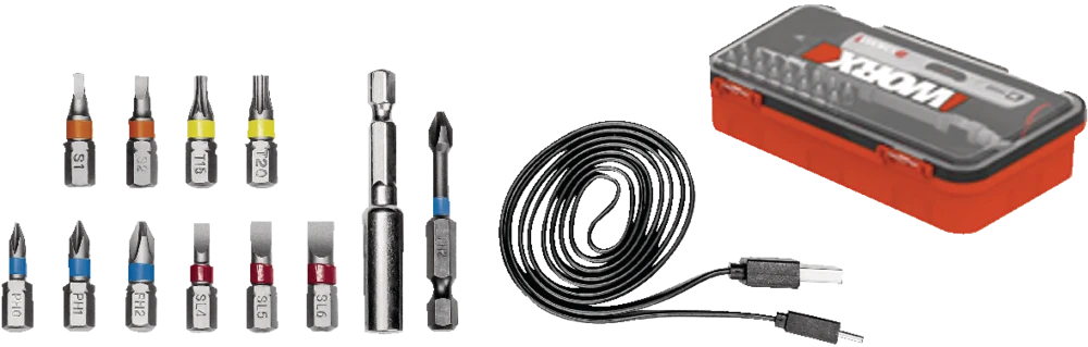 WORX WX240L 4V Lithium-Ion Cordless 3-Speed Screwdriver With USB Charging Cable & Bits, 1/4-in 2 WORX WX240L 4V Lithium-Ion Cordless 3-Speed Screwdriver With USB Charging Cable & Bits, 1/4-in - Image 2